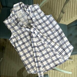 Calvin Klein White and Blue Plaid Blouse